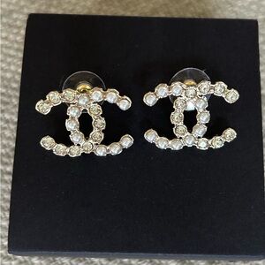 CC Gold and Silver Crystal Pearl Earrings